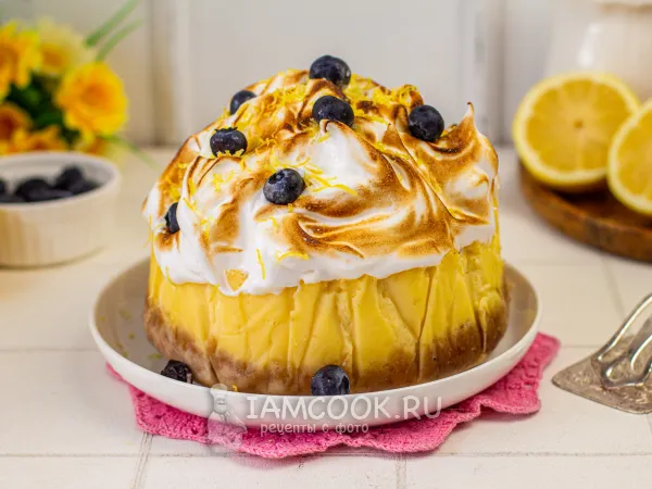 Фото блюда: Лимонный чизкейк с меренгой