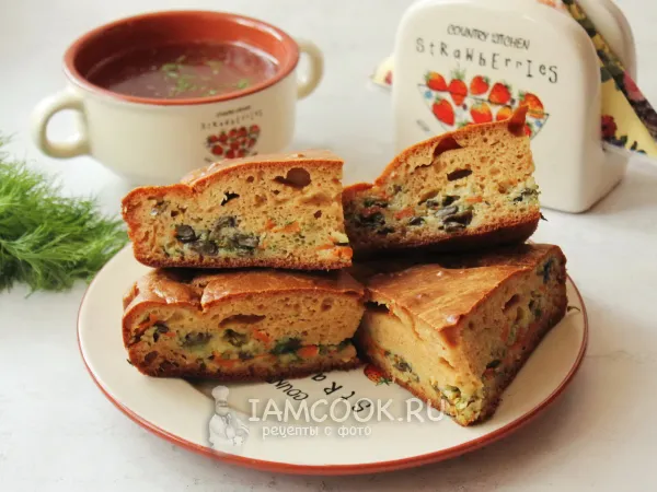 Фото блюда: Заливной пирог с опятами