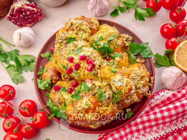 Фото блюда: Чкмерули (курица по-грузински) со сметаной