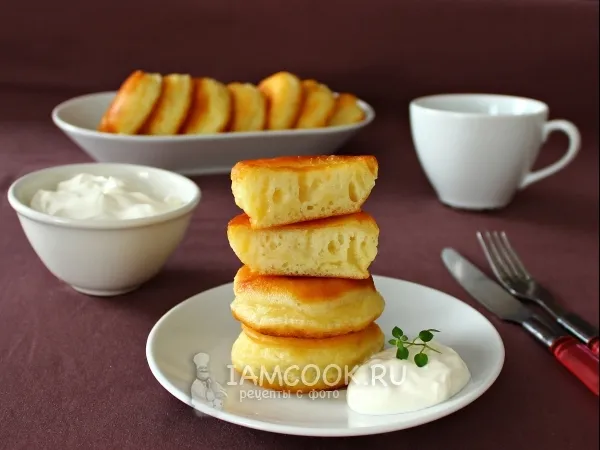 Фото блюда: Пышные оладьи на кефире с разрыхлителем