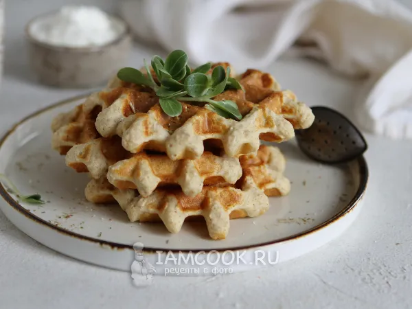 Фото готового блюда: Вафли с протеином и овсяной мукой