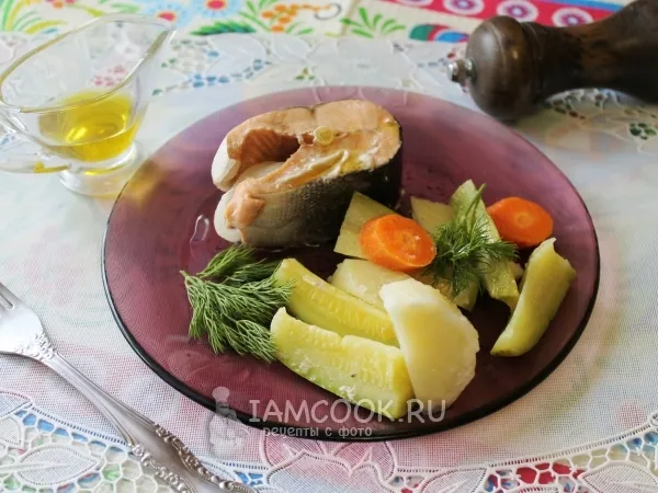 Фото готового блюда: Семга на пару с овощами