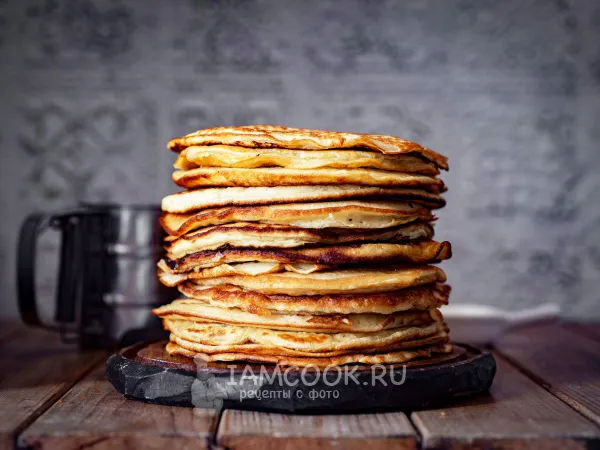 Фото блюда: Пышные блины на кефире и молоке