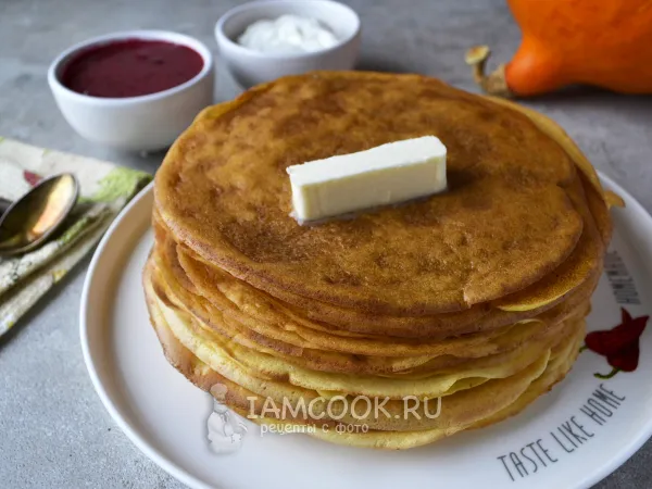 Фото блюда: Блины с тыквой на кефире