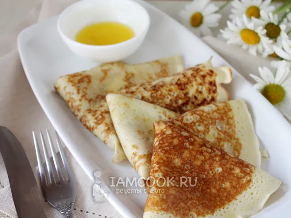 Фото блюда: Тонкие блины с дырочками на Снежке