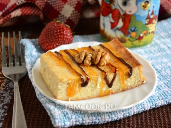 Фото готового блюда: Творожная запеканка с бананом