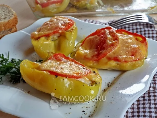 Фото блюда: Перец с картофелем и курицей, запеченный в духовке