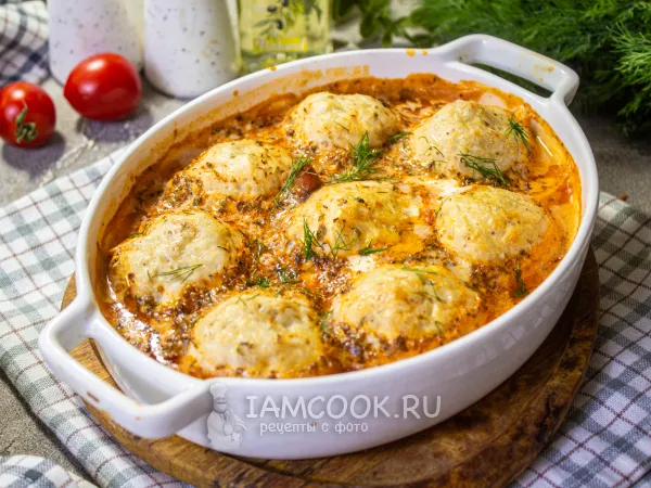 Фото готового блюда: Куриные тефтели в томатно-сметанном соусе