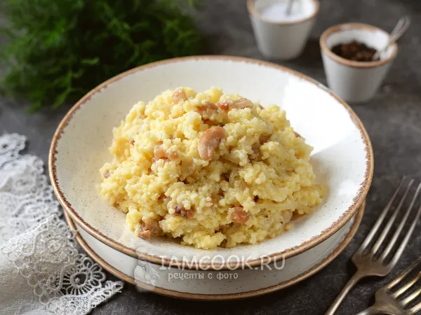 Фото блюда: Пшенная каша с салом и луком