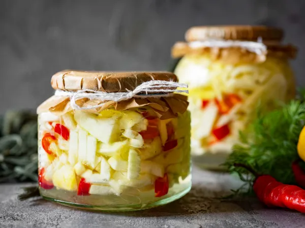 Фото блюда: Острые патиссоны на зиму