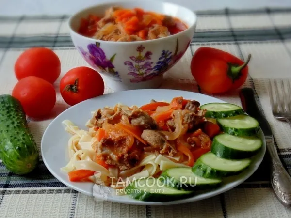 Фото блюда: Куриные желудки в томатном соусе