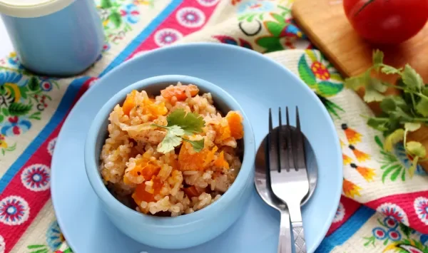 Фото блюда: Плов с тыквой и курицей в духовке