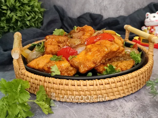 Фото блюда: Красная рыба в кисло-сладком соусе