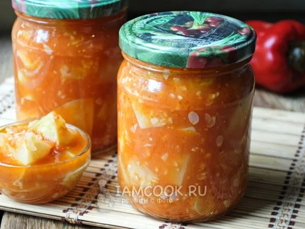 Фото блюда: Патиссоны в томатной заливке на зиму