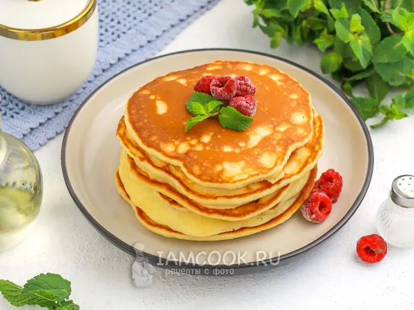 Фото блюда: Панкейки с малиной