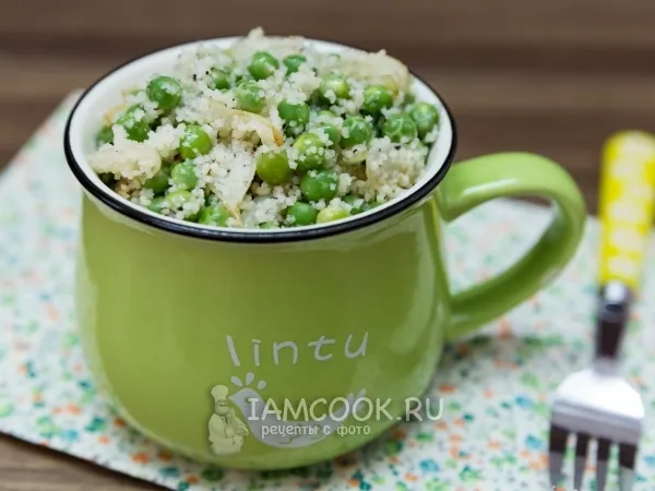 Фото блюда: Кус-кус с зеленым горошком и жареным луком