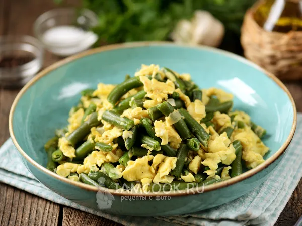 Фото блюда: Жареная стручковая фасоль с яйцом