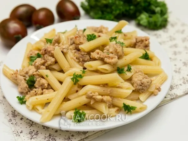Фото блюда: Макароны с куриным фаршем
