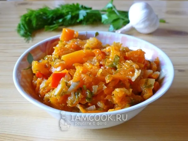 Фото блюда: Тыква, тушенная со сладким перцем