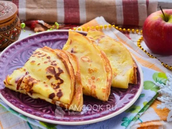 Фото готового блюда: Блины с яблочным припеком