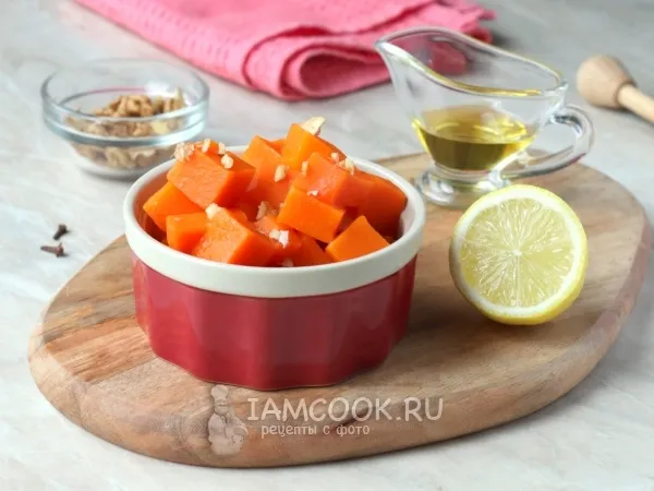 Фото готового блюда: Тыква с медом в духовке в фольге