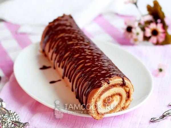 Фото блюда: Бисквитный рулет с апельсиновым джемом (на молоке)