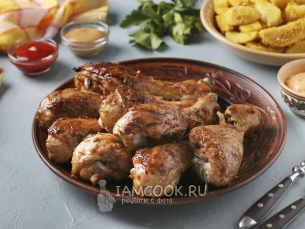 Фото готового блюда: Куриные голени в китайском соево-апельсиновом маринаде