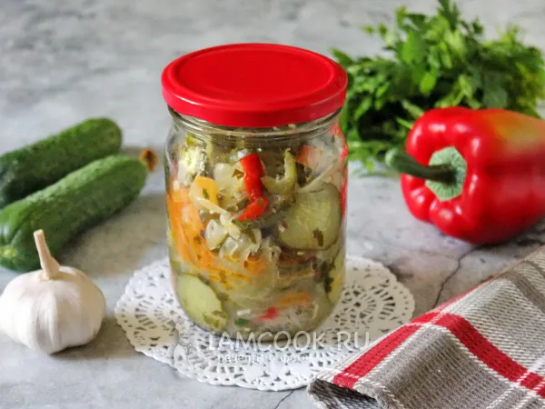 Фото блюда: Салат из огурцов на зиму без уксуса