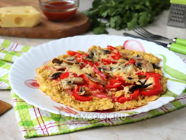 Фото блюда: ПП пицца на овсяноблине на сковороде