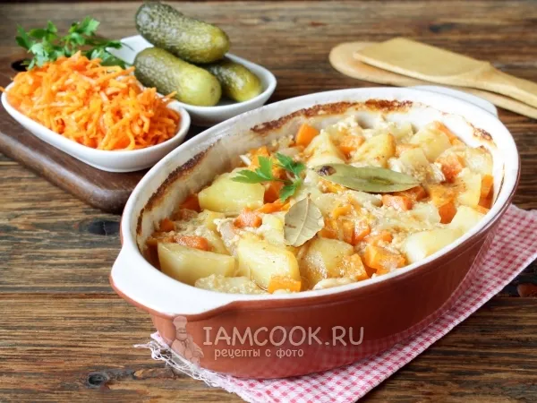 Фото блюда: Картошка в кефире в духовке