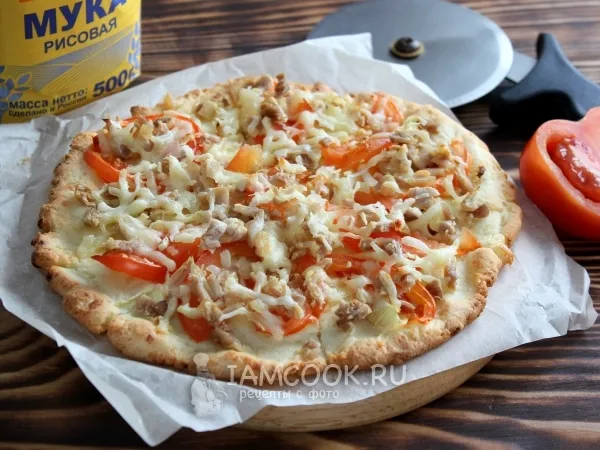 Фото блюда: Куриная пицца ПП на творожном тесте