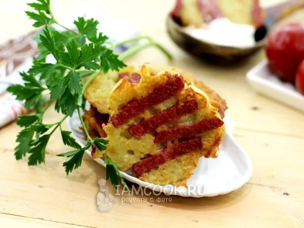 Фото блюда: Драники с колбасой