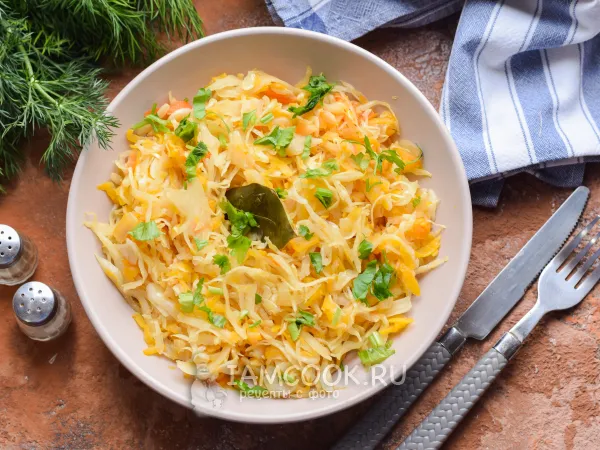 Фото блюда: Тушеная квашеная капуста с тыквой