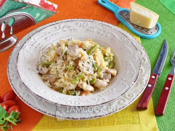 Фото блюда: Ризотто с курицей и овощами (классический рецепт)