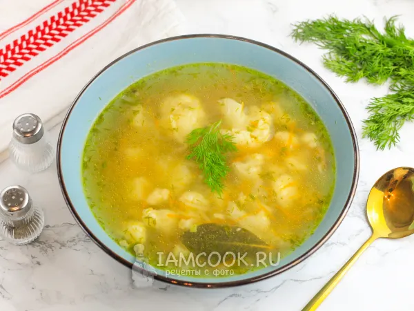 Фото блюда: Суп с цветной капустой на курином бульоне