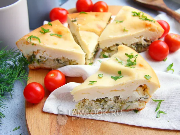 Фото готового блюда: Заливной пирог с рыбным фаршем (на кефире)