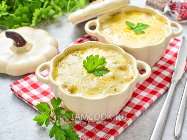 Фото блюда: Жульен с курицей в горшочках