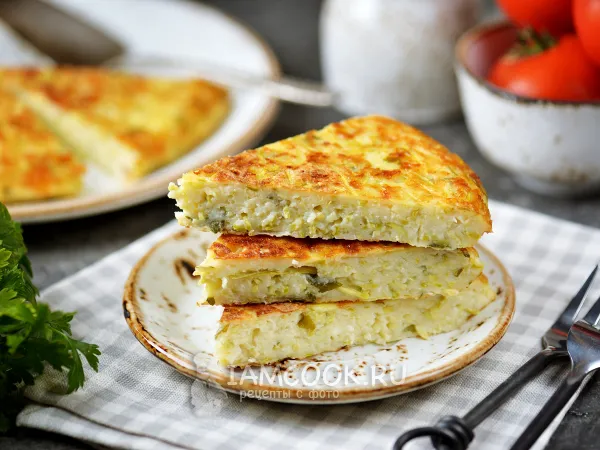 Фото блюда: Запеканка из кабачков с творогом на сковороде