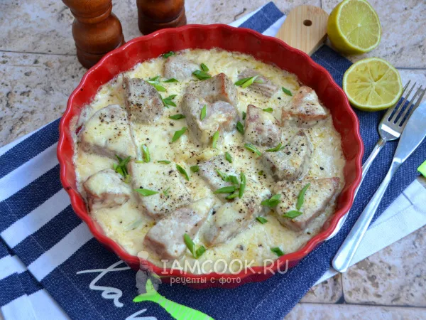 Фото блюда: Филе тунца кусочками в сливочном соусе