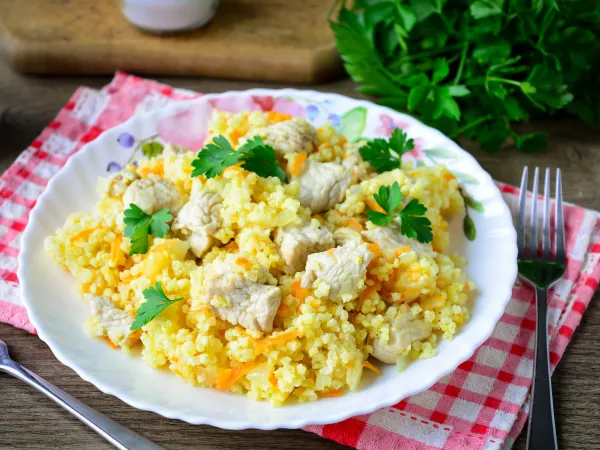 Фото блюда: Индейка с пшеном (на сковороде)