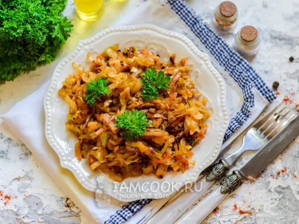 Фото блюда: Тушеная капуста в банке в духовке