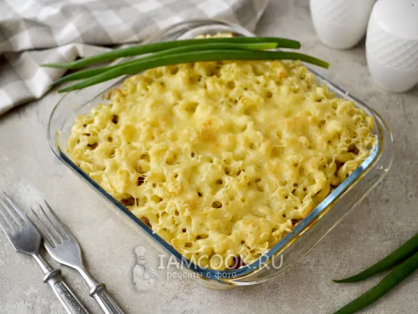 Фото блюда: Макароны в духовке с фаршем и сливками