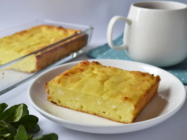 Фото блюда: Творожная запеканка с киселем