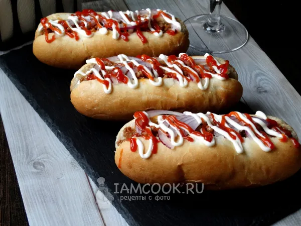 Фото блюда: Хот-дог с фаршем