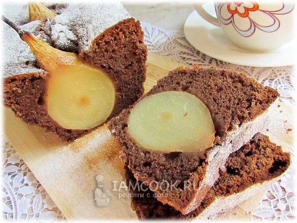 Фото блюда: Шоколадный кекс с грушами