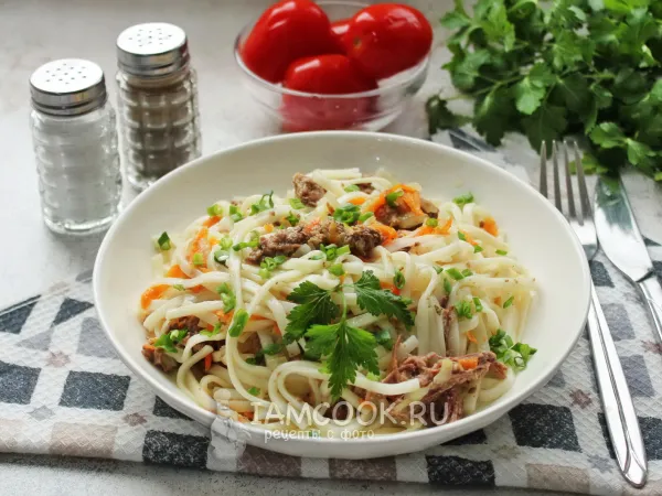 Фото блюда: Лапша с тушенкой