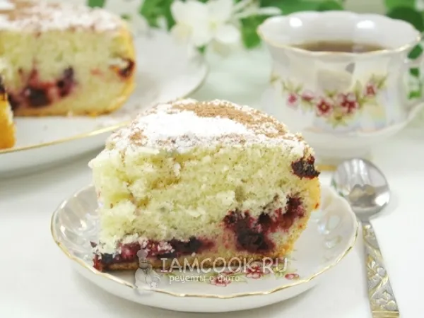 Фото готового блюда: Шарлотка с черной смородиной в мультиварке