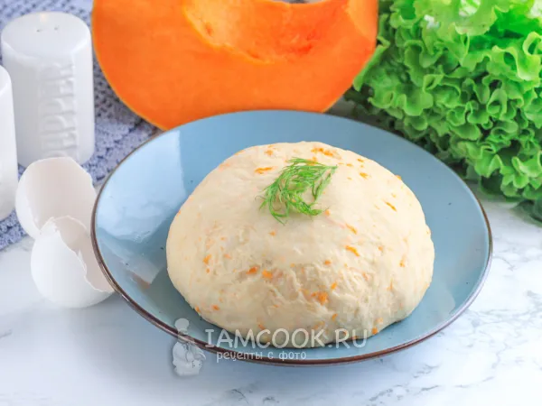 Фото блюда: Тыквенное тесто для пирогов и пирожков (без дрожжей)