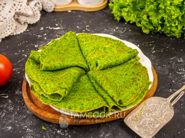 Фото блюда: Блины со шпинатом ПП