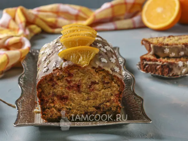 Фото готового блюда: Апельсиновый кекс с миндалём и цукатами